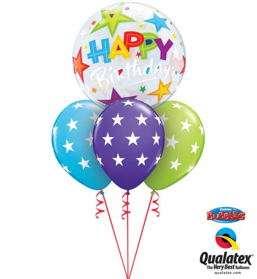 Bukiet 1074 Brilliant Stars Birthday Bubble Qualatex #23595 37052-3