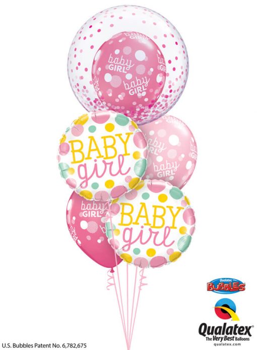 Bukiet 1184 Baby Girl Polka Dots and Confetti Qualatex #57790 55388-2 55987-3