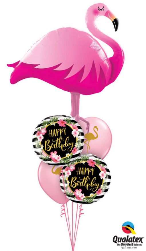 Bukiet 1179 Golden Floral Flamingo Birthday Qualatex #57807 57280-2 57554-2