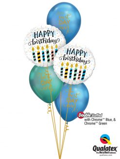 Bukiet 1344 Chrome Blue ‘N’ Gold Birthday Qualatex #57289-2 91019-3 58272-2 58273