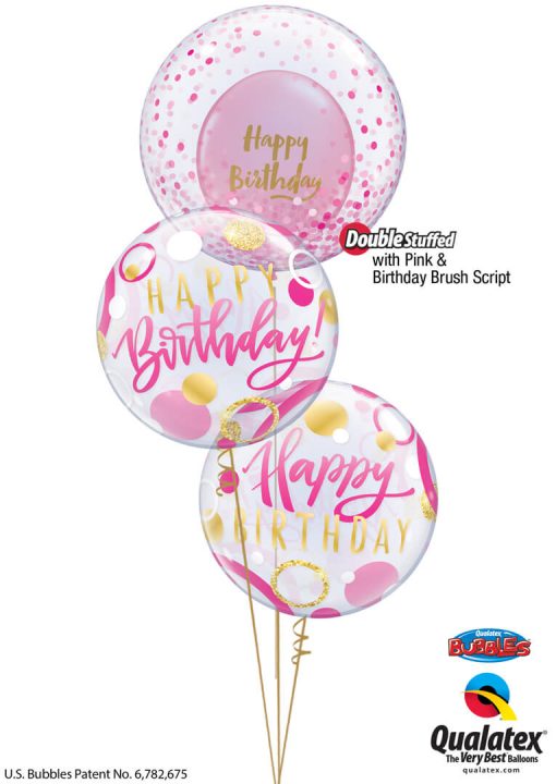 Bukiet 1352 Pink Dots Birthday Bubble Qualatex #57790 87745-2 80569 43766