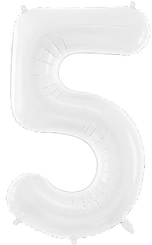 34" / 86cm Balon foliowy Cyfra ''5'' biały PartyDeco #FB130-5-008