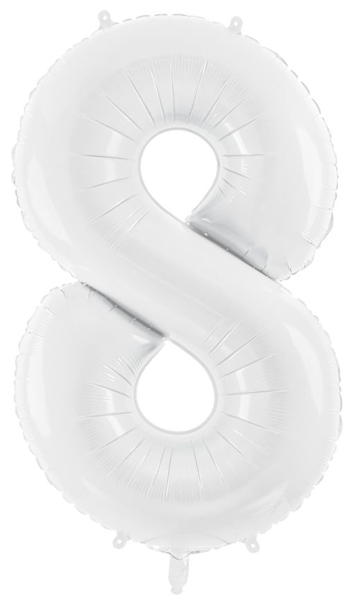 34" / 86cm Balon foliowy Cyfra ''8'' biały PartyDeco #FB130-8-008